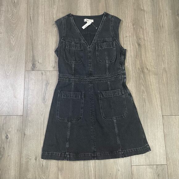 Madewell Denim Cap Sleeve V Neck Tarrybrook Wash Mini Dress US Women's 6 New - Picture 2 of 6